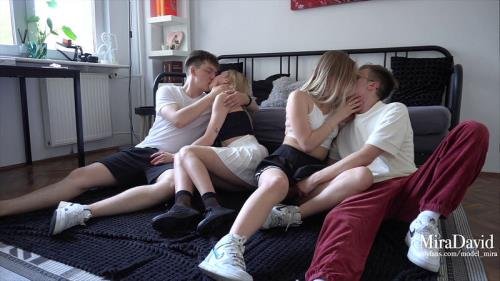 Onlyfans - College Babes Having Their The First Foursome  Mira David x Lis Evans Amateur Mira (FullHD/1080p/396 MB)